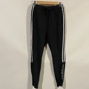 Adidas Black Joggers with White Stripes